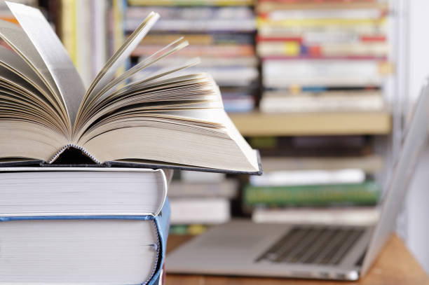 Stack of books at the library