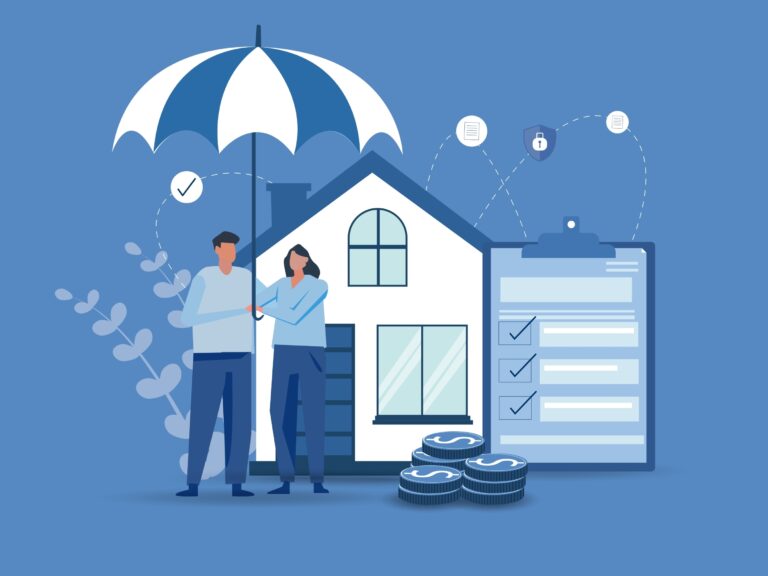 House,Property,Insurance,,Couple,Stay,Under,Umbrella,With,Home